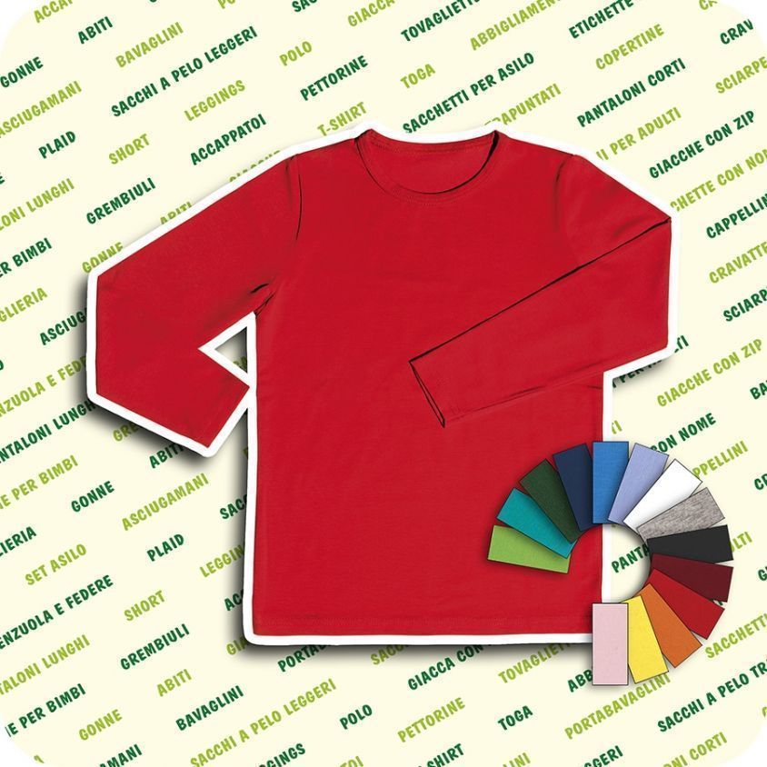 t-shirt paricollo in jersey con manica lunga per divise scolastiche
